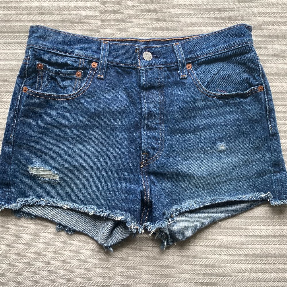 LEVI'S PREMIUM 501 Distressed Denim Jean Shorts